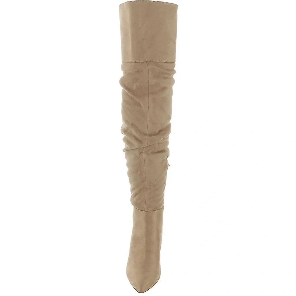 Jessica Simpson Alexiana Faux Suede Thigh High Beige Boots Size 8